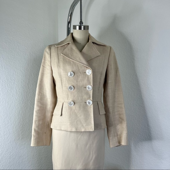 Barney's New York Linen Blazer Peacoat Jacket - Picture 1 of 12